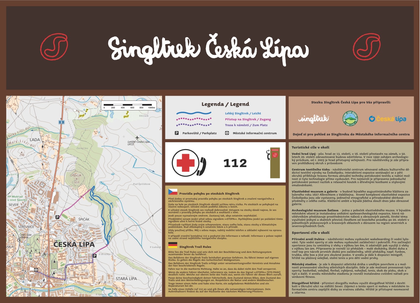 Karte des Singltrek Česká Lípa Weges
